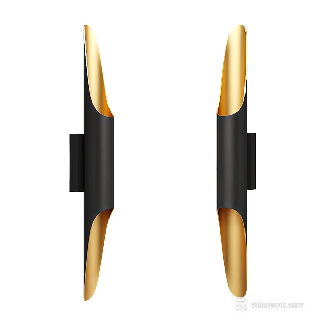 Modern Black and Gold Wall Sconces Featuring Sleek Curved Design For Interior Lighting 3d model 