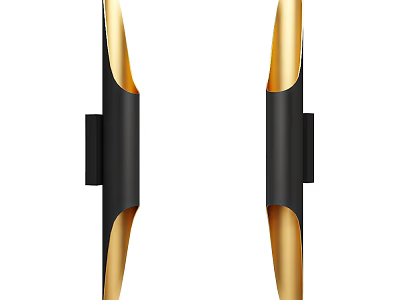 Modern Black and Gold Wall Sconces Featuring Sleek Curved Design For Interior Lighting 3d model