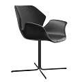 Modern Black Leather Chair With Metal Base For Table Chair Set Combination