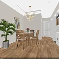 Modern Living and Dining Room Interior With Chandelier Sofa Coffee Table And Wooden Flooring