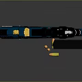 Futuristic Tactical Gun With Blue Black Design Textured Grip Bullets And Magazine