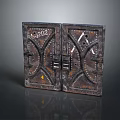 1202 Numbered Weathered Metal Double Doors With Decorative Industrial Design