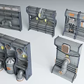 Industrial Scene Components With Mechanical Pipes Metal Panels And Control Grilles