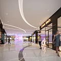 Modern Shopping Mall Retail Stores With Stylish Storefronts People Walking And Bright Lighting
