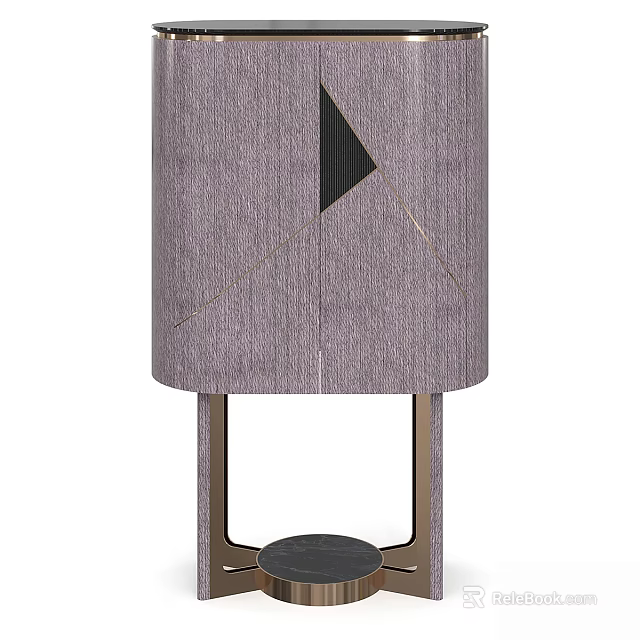 Modern Stylish Decorative Cabinet With Textured Surface And Black Triangle Accent 3d model 