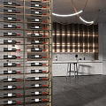 Modern Wine Cabinet Metal Partition 3d model