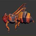 Futuristic Mechanical Creature 3D Model With Orange Purple Wings And Detailed Design