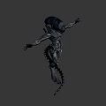 Game Movie Alien Character With Metallic Skeletal Structure Open Arms And Detailed Design