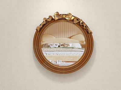 Vintage decorative mirror copper bow hanging mirror round mirror frame 3d model