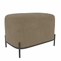 Modern Beige Bouclé Fabric Sofa Stool With Black Metal Legs For Living Room