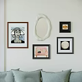 Abstract Paintings On Wall With Various Styles And Different Frames For Home Decor 3d model