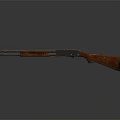 Classic Hunting Shotgun With Wooden Stock And Metal Barrel On Dark Surface