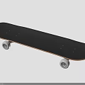Stylish Modern Skateboard With Black Deck Wooden Edge And White Wheels
