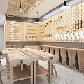 Woodworking Workshop Interior With Long Wooden Workbench Tool Pegboard Stools And Aprons