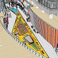 Vibrant Nighttime Commercial Landscape With Neon Signs Multi Level Buildings And Pedestrians