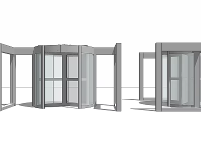 Modern Revolving Door Design With Glass Panels And Structural Frames 3d model