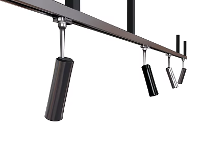 Modern Track Mounted Black Metal Downlights And Spotlights For Interior Lighting 3d model