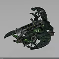 Futuristic Dual Barrel Weapon With Green Glowing Accents And Mechanical Structure Design