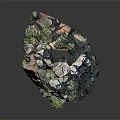 Garden Landscape Rock Formation With Mossy Green And Yellow Textured Natural Details
