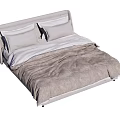Modern Minimalist Double Bed With Gray Headboard Two Pillows And Comforter 3d model