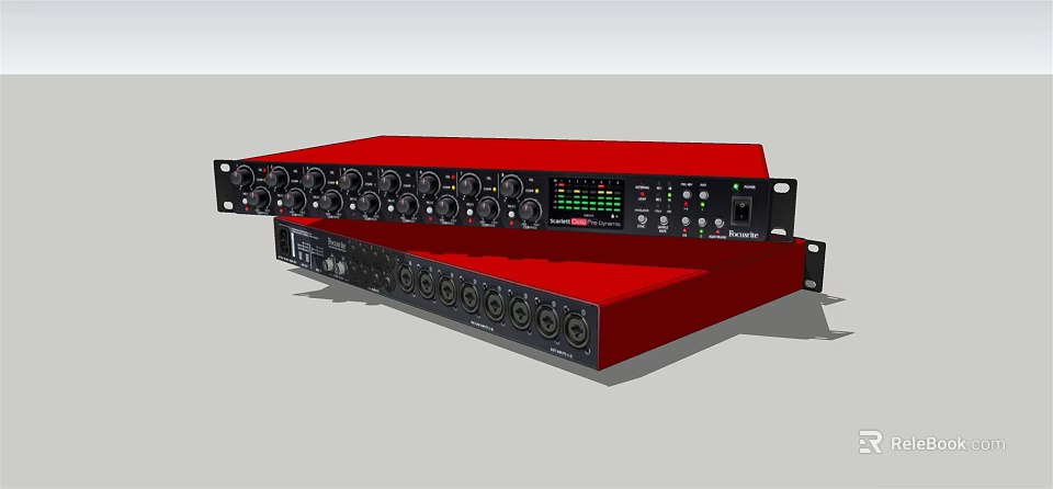 Red Professional Audio Mixer With Multiple Knobs And Connectors For Studio Sound Equipment 3d model