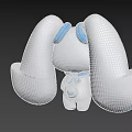 Cute White Cartoon Character With Big Blue Ears Head Decoration And Scarf