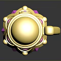Stylish Pink Writing Pen With Gold Decorations And Purple Gemstone Top