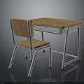 Wooden Desk and Chair Set with Metal Frame for Classroom Furniture