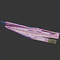 Streamlined High Speed White Water Vessel With Blue Yellow Stripes Sleek Exterior