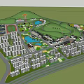 Residential Community Planning Featuring Multiple Buildings Green Areas Parks And Roads