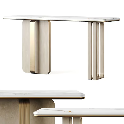Minimalist Console Table Design With Wooden Legs And Smooth Top Surface 3d model