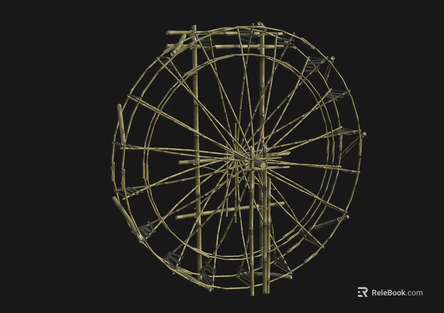 Round Bamboo Garden Ornament Decorative Structure for Outdoor Landscaping 3d model 