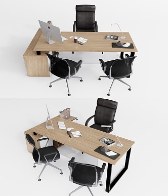 Modern Office Desk and Chair Office Desk and Chair Combination 3d model