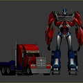 Transformers Robot And Red Truck With Mechanical Details And Metallic Finish