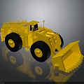 Yellow Large Construction Loader With Big Wheels Cab And Front Bucket 3d model