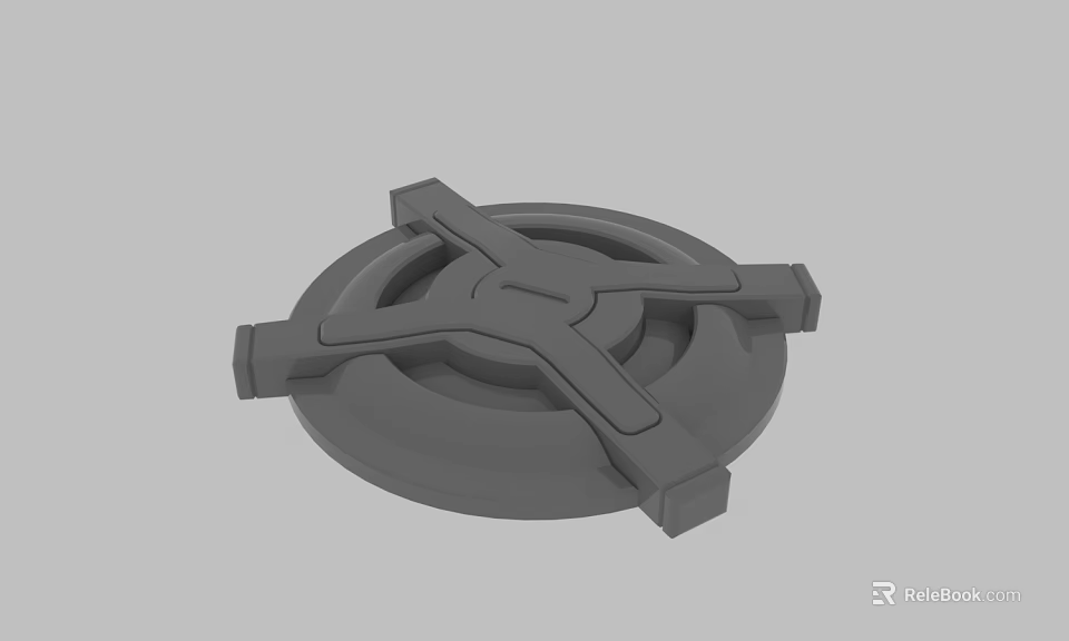 Detailed Gray Circular Mechanical Component 3D Model With Cross Structure Design 3d model