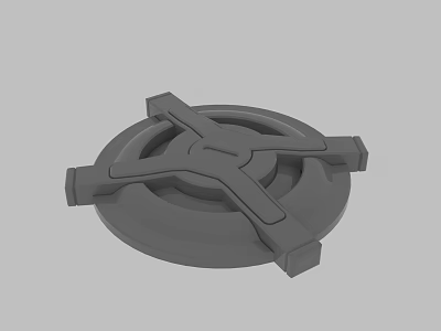 Detailed Gray Circular Mechanical Component 3D Model With Cross Structure Design 3d model
