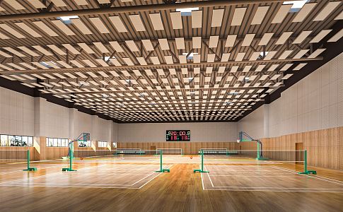 Modern Gymnasium Badminton Court Basketball Hall Tennis Court Stadium Sports Field Fence 3d model