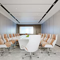 Modern Conference Room Interior With Long Table Leather Chairs And Large Windows 3d model