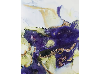 Abstract Fluid Painting Picture Frame With Purple Gold Yellow Color Design 3d model