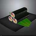Delicious Sushi Rolls With Green Nori And Colorful Ingredients On Black Mat