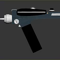 Sleek Futuristic Sci Fi Weapon Design Featuring Black Silver Finish And Ergonomic Grip