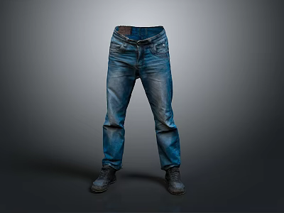 Blue Denim Jeans Classic Fit Straight Leg Casual Wear For Daily Use 3d model