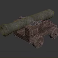 Antique Weapon Cannon With Metal Barrel Wooden Carriage And Wooden Wheels