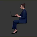 Child Using Laptop With Parent In Blue Suit Holding Coffee Cup