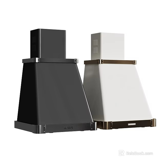 Stylish Kitchen Appliance Range Hoods In Black And White Design 3d model 