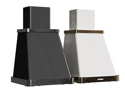Stylish Kitchen Appliance Range Hoods In Black And White Design 3d model