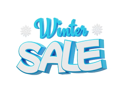 Winter Sale Promotional Banner Design With Snowflakes And Bold Typography 3d model