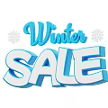 Winter Sale Promotional Banner Design With Snowflakes And Bold Typography