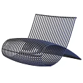 Modern Leisure Chair With Curved Slatted Design And Sleek Ergonomic Structure